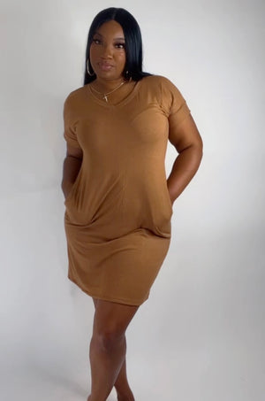 Essential V-Neck T-shirt Dress (3 Colors)